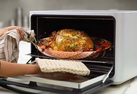 aec-7510fr(sb) - 75l full convection electric oven, french door 2800w, 60 min timer with alarm, variable temperature control 100-250°c, full chicken rotisserie, wire rack, bake tray, with accompanying handles, black and stainless steel housing. aec-7510fr(sb) - 75l full convection electric oven, french door 2800w, 60 min timer with alarm, variable temperature control 100-250°c, full chicken rotisserie, wire rack, bake tray, with accompanying handles, black and stainless steel housing.