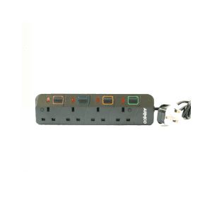 4 Way Extension Socket with Surge Protection, 1.8M Cord, Individual switches for Extra protection.