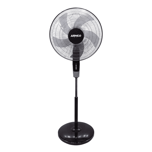 18" Stand fan with Remote control, Powerful motor with over heating protection, 3 Speed, 7.5 Hour Timer, Ultra Low Noise, High efficiency 5 Spoke Blade System.65W