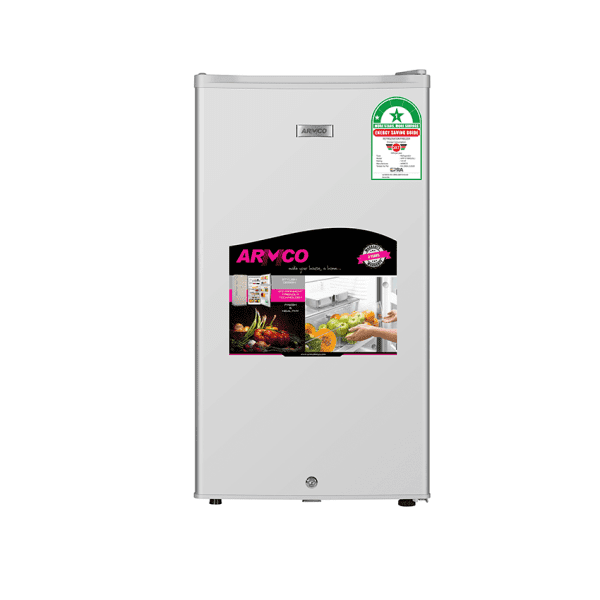 Armco Refrigerator (5Cu.ft.g) 88L, 1 door, 2 Wire Shelves, Lock and Key, Ice Tray, CFC Free, SILVER