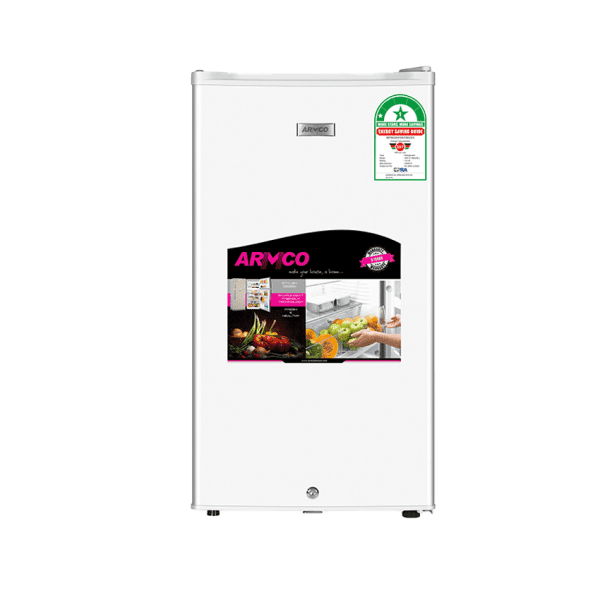 Armco Refrigerator (5Cu.ft.g) 88L, 1 door, 2 Wire Shelves, Lock and Key, Ice Tray, CFC Free, WHITE