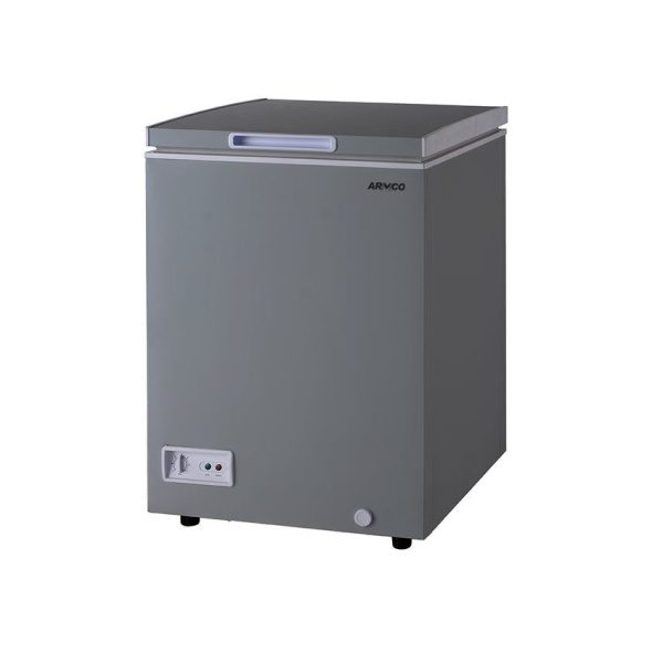 Armco chest freezer 93L Nett (102L Gross), Cool Pack , Step-inn Type, Silver Aluminium interior, Lock & Key, Interior Lamp, 1 Basket, High efficiency insulation, Super Silent Tropicalised Compressor, Wheels, CFC Free, External Condenser, ERC Compliant.