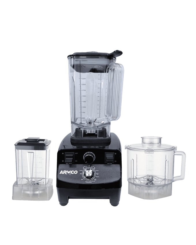 ABL-ZX1550T - 2.5L, 2 in 1, COMMERCIAL Blender, 4 speed with Pulse, Unbreakable 2.5L PC Jar, 1.8L PC Chopper Cup, 600ml PC Mill, Safety Protection, 15 minute timer, Powerful 2000W Copper Motor, Black