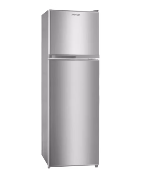 ARF-NF238K(SL) 186L Refrigerator 2-Door with LED Lighting, Lock & Key, Strengthened Glass Shelves & Crystal Crisper – Silver