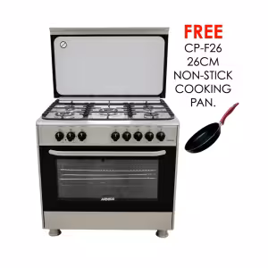 gc-f9650jw2(ss) 5 gas (sabaf burners), 60x90 full function turbo convection oven, 2 x triple wok burner, cast iron pan supports, eu standard flame failure device, mechanical timer, ss304 non magnetic stainless steel, sabaf italian burners.
