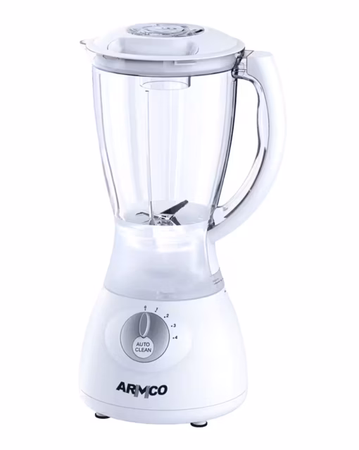ARMCO Blender 1.5L, 4 speed with Pulse, Blender, Unbreakable PC Jar, Safety Protection, Overheat protection, Full copper motor, precision blending stainless steel blades , 350w. White and Silver