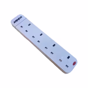 4 Way Extension Socket with Surge Protection, 1.8M Cord, safety shutter, Grey Casing