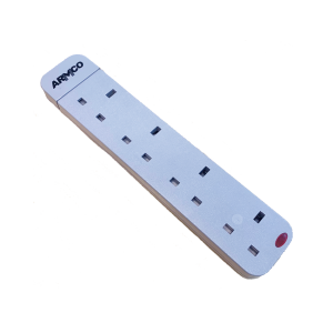 4 Way Extension Socket with Surge Protection, 1.8M Cord, safety shutter, Grey Casing
