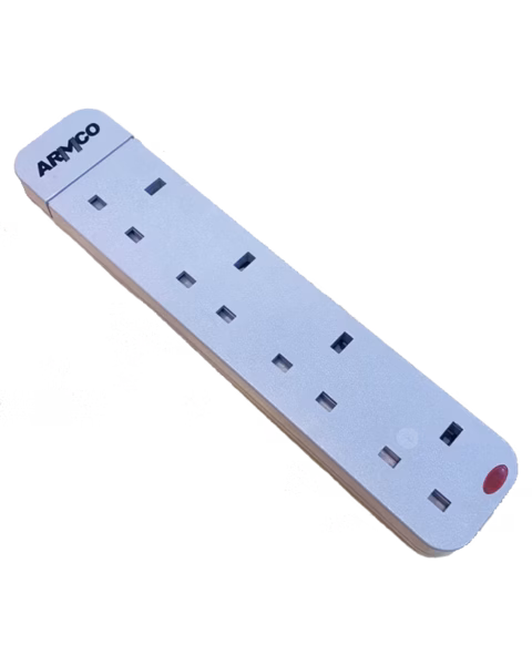 4 Way Extension Socket with Surge Protection, 1.8M Cord, safety shutter, Grey Casing