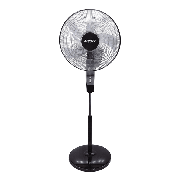 18" Round Base Stand fan, Powerful motor with over heating protection, 3 Speed, 2 Hour Timer, Ultra Low Noise, High efficiency 5 Spoke Blade System. 65W