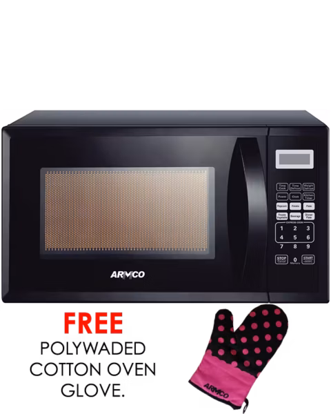 am-dg2043(bk)-microwave oven + grill , 20l, digital touch control, 1000w grill power, 99.99 min timer, speedy defrost, multi stage cooking, auto cooking menu, child safety lock, cooking end signal, black.