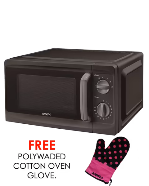 Microwave Oven, 20L,Manual Control, 700w, 35 Min Timer, 5 Power levels, Speedy Defrost, Express cooking, Cooking End Signal, Black