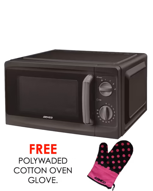Microwave Oven, 20L,Manual Control, 700w, 35 Min Timer, 5 Power levels, Speedy Defrost, Express cooking, Cooking End Signal, Black