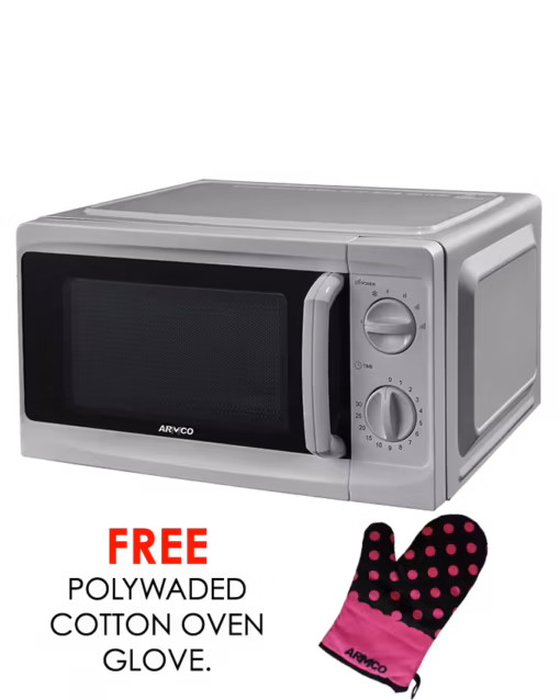 Microwave Oven, 20L,Manual Control, 700w, 35 Min Timer, 5 Power levels, Speedy Defrost, Express cooking, Cooking End Signal, Mirror Glass, Silver