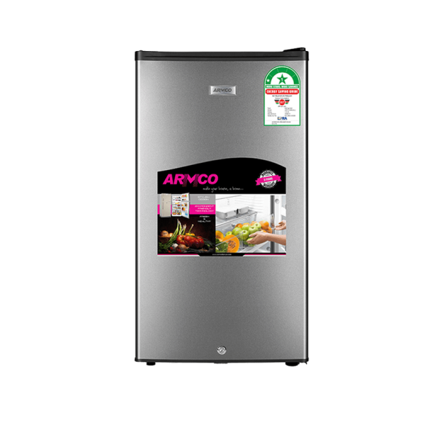 Armco Refrigerator (5Cu.ft.g) 88L, 1 door, 2 Wire Shelves, Lock and Key, Ice Tray, CFC Free, DARK SILVER