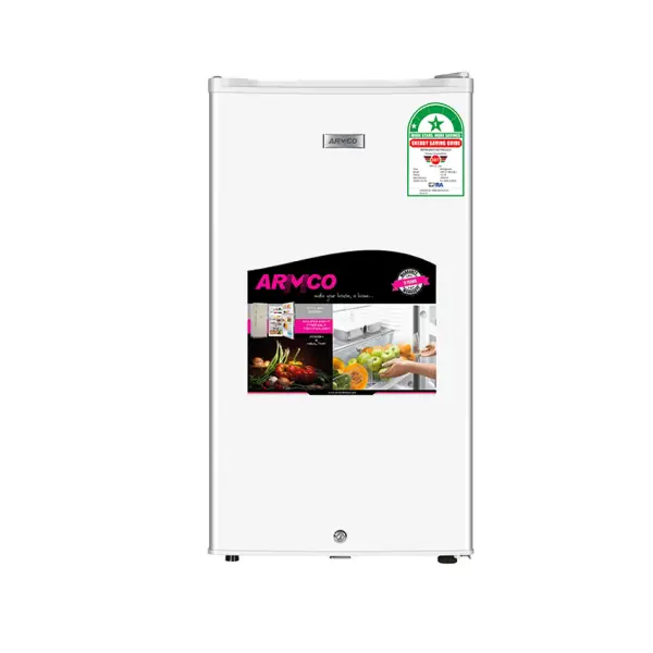 Armco Refrigerator (5Cu.ft.g) 88L, 1 door, 2 Wire Shelves, Lock and Key, Ice Tray, CFC Free, WHITE