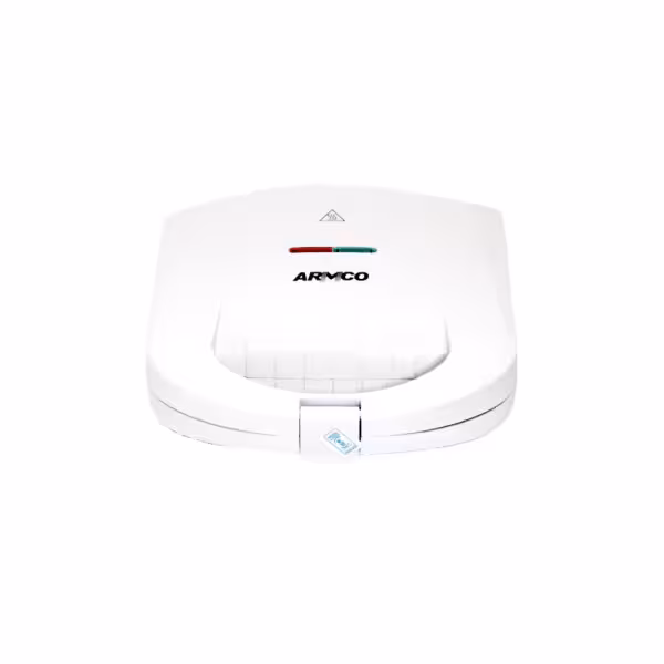 Sandwich Maker, 2 Slice,Non-Stick Triangle Plate, Small Bread, heats fillings and seals edges efficiently, cool touch housing, perfect locking system,Rubber grip feet, On and Ready indicator light, White with Silver lining, 750w