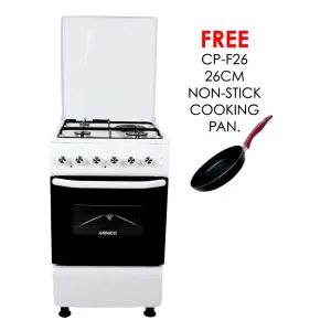 gc-f5531fx(w) - 3gas + 1 electric (rapid), static electric oven/grill 50x50, button ignition, thermostat, lamp, metal lid, rotisserie, mechanical timer, double glass oven door, 1 grid, 1 tray, adjustable feet, white.