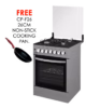 gc-f5831px(sl) - 3gas+1electric, 58x58 oven+grill, button iginition, thermostat, lamp, glass lid, mechanical timer, double glass oven door, 1 grid, 1 tray, 1 round tray, adjustable feet, silver.