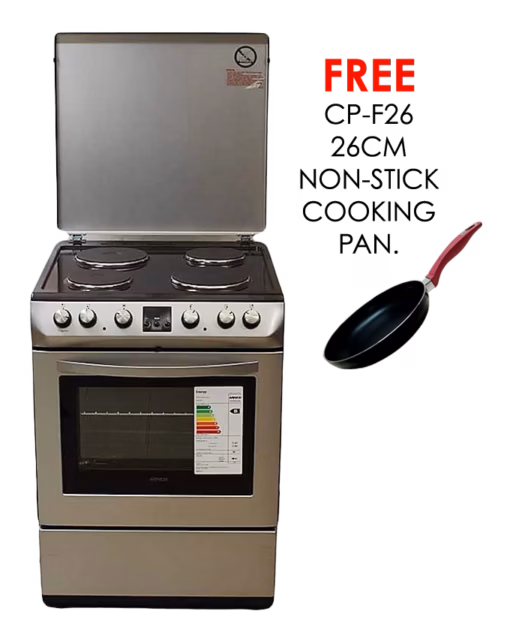 gc-f6604lx2(sl) - 4 electric, 2 rapid plates, 60x60 full convection oven+grill, auto ignition, thermostat, lamp, rotisserie, digital timer, double glass oven door, 1 grid, 2 tray, adjustable feet, high aesthetics steel knobs, child lock, silver.