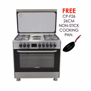 gc-f9642jw2(ss)- 4gas+2 electric (1x145 + 1x180) rapid, 60x90 full function turbo convection oven, thermostat control, 1 rapid plate, 1 triple wok burner, eu standard flame failure device, rottiserrie,1 grid, 2 tray, 1 round tray, glass lid with profile, mechanical timer, ss304 non magnetic stainless steel top, silver, sabaf italian burners.