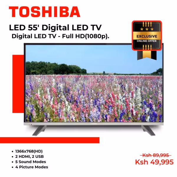 55L3660 - 55 inch Digital LED TV, Full HD-1080p, 3 HDMI, 2.0 USB, DVB-T/C/T2/S/S2, PVR Function. - Image 2