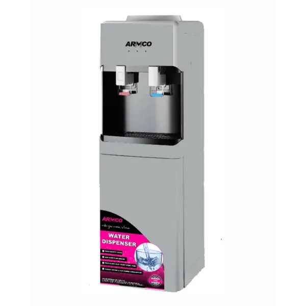AD-17FHE-LN1(S) - Water Dispenser, Hot & Electric Cooling, With Cabinet, Dry Burning prevention, Automatic Temp. Control, Superior Quiet Design, Energy Saving with Low power consumption, White with Black Front Panel, 95 cm Height.