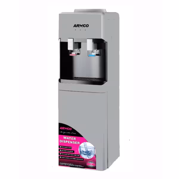 AD-17FHN-LN1(S) - Water Dispenser, Hot & Normal, With Cabinet, Push button design, Dry Burning prevention, Automatic Temp. Control, Superior Quiet Design, Energy Saving with Low power consumption, Silver, 95 cm Height.