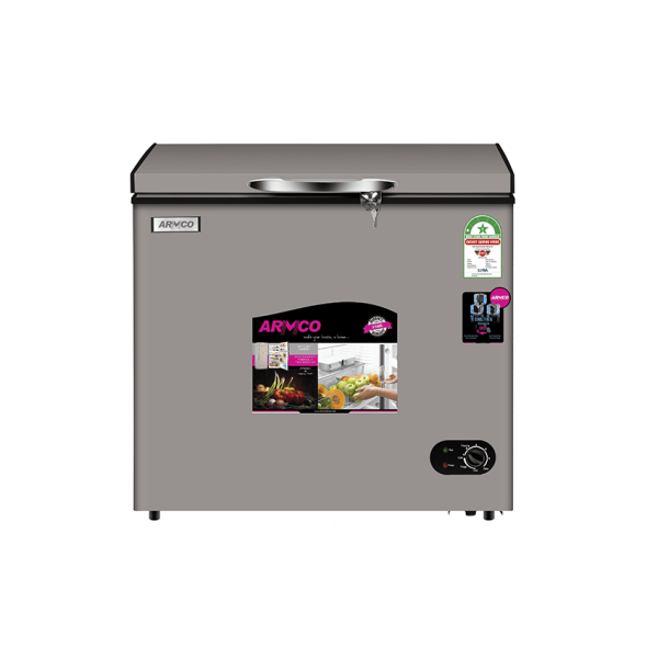 AF-C19(K) 179L Chest Freezer, Dual Fridge & Freezer Chest Freezer, Cool Pack, Step-In Design, Silver Aluminium Interior, Lock & Key, Silent Tropical Compressor, EPRA Compliant