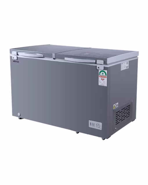Chest freezer, AF-C38(K) 342L Net (402L Gross), Double Door, Cool Pack, Step-inn Type, Inner Glass door for double Insulation, Super Silent Tropicalised Compressor, Compressor Fan, CFC Free, External Condenser, EPRA Compliant.