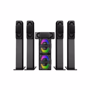 AHT-12500TB - 5.1 Ch, 12.0" Sub Woofer, 4 Tall Boy Speakers, 1 Satellite speaker, 20000W PMPO, USB, SD CARD, FM Radio,High power output 500w ( 350w + 30wx5 r.m.s), Remote Control, Attractive LED with Bluetooth Function.