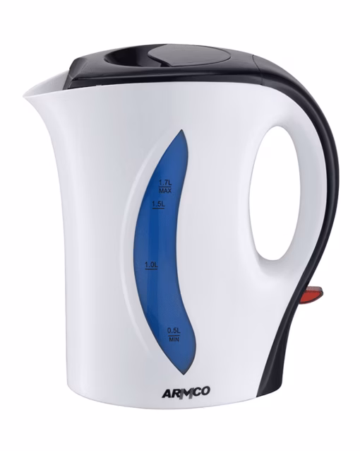 AKT-161CD(W) - Plastic Corded Kettle 1.7L, Dual External Water level indication, Indicator Light, Filter, Auto/Manual Switch off, Overheat protection, White.