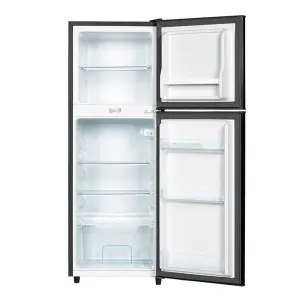 arf-d178g(ds) - refrigerator, 118l, 2door, cool pack, interior lamp, 2 strengthened wire shelves, crystal vegetable crisper, toughened freezer shelves, egg tray, lock and key, external handle, external condenser, dark silver.