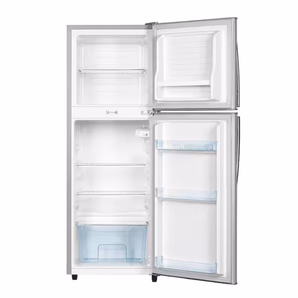 ARF-D188G(SL) - Refrigerator, 128L, 2door, COOL PACK, Interior Lamp, 2 Strengthened Wire Shelves, Crystal Vegetable Crisper, Toughened Freezer shelves, Egg Tray, External handle, External Condenser, Lock and Key, Silver. - Image 2