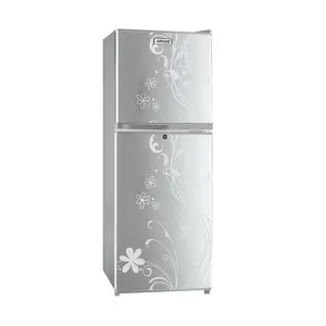 Armco Refrigerator, 128L, 2door, COOLPACK, Interior Lamp, 2 Strengthened Wire Shelves, Crystal Vegetable Crisper, Toughened Freezer shelves, Egg Tray, External handle, External Condensor, Lock and Key, Silver Flower
