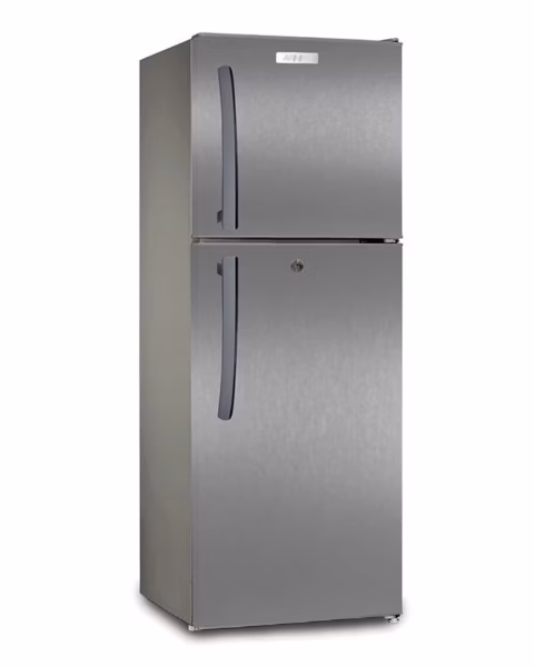 ARF-D198(DS) - Refrigerator, 138L, 2door, COOL PACK, Interior Lamp, 2 Strengthened Wire Shelves, Crystal Vegetable Crisper, Egg Tray, Lock and Key, Dark Silver..