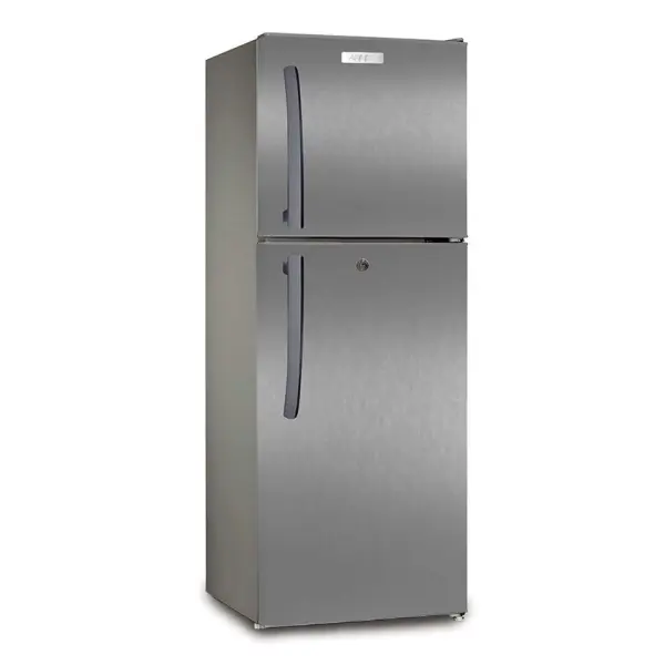 ARF-D198(DS) - Refrigerator, 138L, 2door, COOL PACK, Interior Lamp, 2 Strengthened Wire Shelves, Crystal Vegetable Crisper, Egg Tray, Lock and Key, Dark Silver..