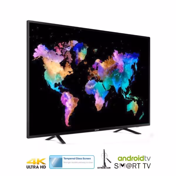 LED-T75SM-UHD - 75" LED TV, Digital SMART 4K UHD, Android, Tough Screen, USB Movies, Multi Format, 3xHDMI, 2xUSB, Memory 1G+8G, CI Slot, Hi Fi Sound, VGA Connector, RJ45 Input, Mini AV, Energy Saving, With Wireless Keyboard.
