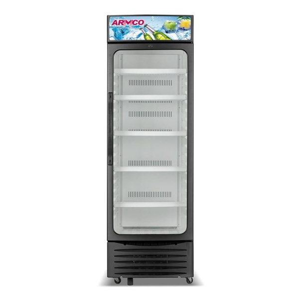 ASC-350CH - Showcase Cooler, Glass door, No Frost Refrigerator, (14cu.ft.g) 350L, Single door Double Layer Vacuum Glass, with lock and key.