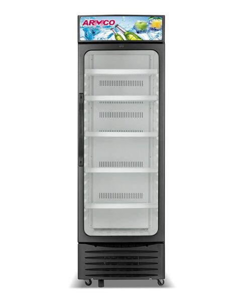 ASC-250CH - Showcase Cooler, Glass door, No Frost Refrigerator, (10.5Cu.ft.g) 250L, Single door Double Layer Vacuum Glass, with lock and key.
