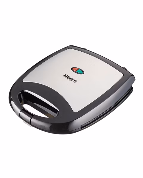 AST-T4000C - Sandwich Maker, 4 Slice, Non-Stick Triangle Plate, Large Bread, On and Ready indicator light, Black with Stainless Steel, 1300W.