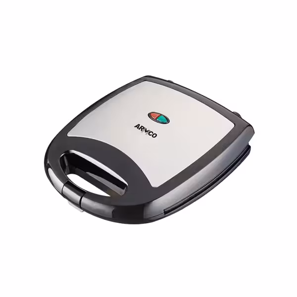 AST-T4000C - Sandwich Maker, 4 Slice, Non-Stick Triangle Plate, Large Bread, On and Ready indicator light, Black with Stainless Steel, 1300W.