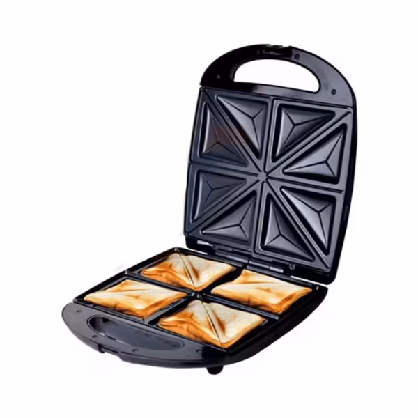 AST-T4000C - Sandwich Maker, 4 Slice, Non-Stick Triangle Plate, Large Bread, On and Ready indicator light, Black with Stainless Steel, 1300W. - Image 2
