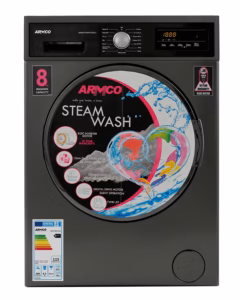 AWM-FL800VE-ST(SL) - 8KG, 55LT, 1400 RPM, FRONT LOADING, BLDC INVERTER MOTOR, 15 PROGRAMS, TOUCH PANEL, DIGITAL , STEAM ASSIST, TWIN-JET, DARK GREY BODY COLOUR, PC COVER DOOR GLASS, CHROME KNOB MATERIAL, STAINLESS STEEL DRUM.