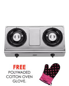 gc-8210p2 - 2 burner tabletop gas cooker, slim compact, free 2m pipe, black.