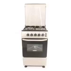 GC-F5630PX(SL) - 3 Gas (1 BIG WOK BURNER) Euro Pool Burner, 50X50 Gas Oven+Grill, Rottiserrie, 1 Grid + 1 Tray, Double Glass oven Door, Metal Lid, Button Ignition for Cooktop, Silver.