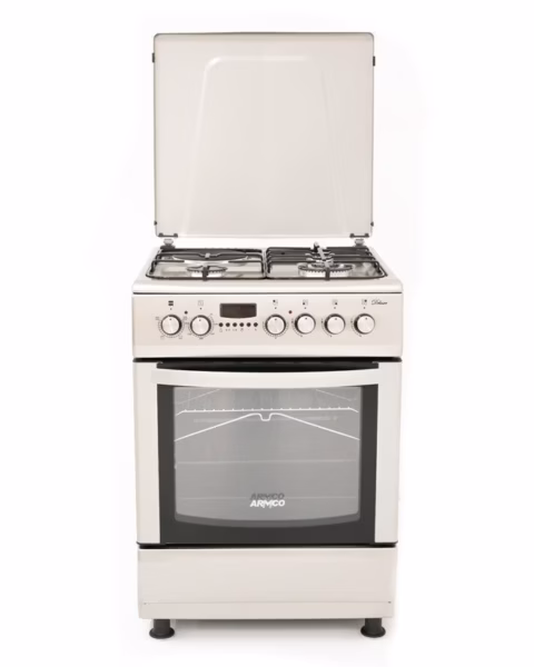 GC-F6631HX2(SS) - 3 Multi-gas Burners (1WOK) + 1Electric (180mm-2000W RAPID Plate), 60X60 Oven+Grill, One Touch Auto ignition, Rotisserie, Digital Timer, Cool Door with removable inner glass Oven, 304SS High Quality Stainless Steel Body.