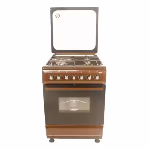 GC-F6631QX(BR) - 3 Multi-gas Burners + 1Electric (180mm-2000W RAPID Plate), 60X60 Oven+Grill, One Touch Auto ignition, Thermostat, Lamp, TEMPERED GLASS Lid, Rotisserie, Mechanical Timer, 1 Extra Round tray, Matt enamel pan supports and caps, Brown.