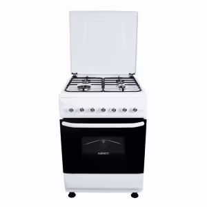 GC-F6640FX(WW) - 4Gas, 60X60 Gas Oven+Grill, Button Ignition , Oven Lamp, Rotiserrie, Mechanical timer, Metal lid, Double Glass Oven door, 1 Grid, 1 Tray, 1 Extra Deep Tray, Adjustable Feet, White.