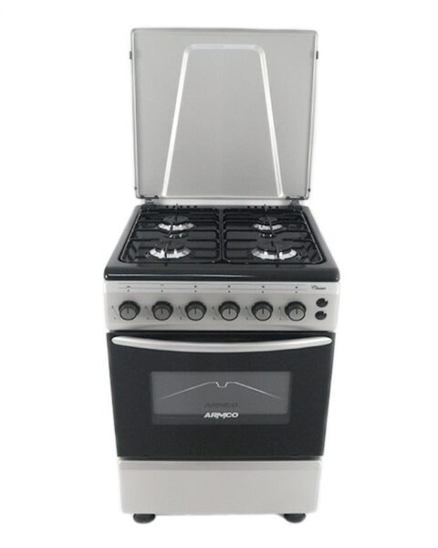 GC-F6640PX(SL) - 4 Gas, 60X60 Gas Oven+Grill, 1 Grid + 1 Tray, Double Glass oven Door, Timer, Lamp, Metal Lid, Button Ignition for Cooktop, Silver.